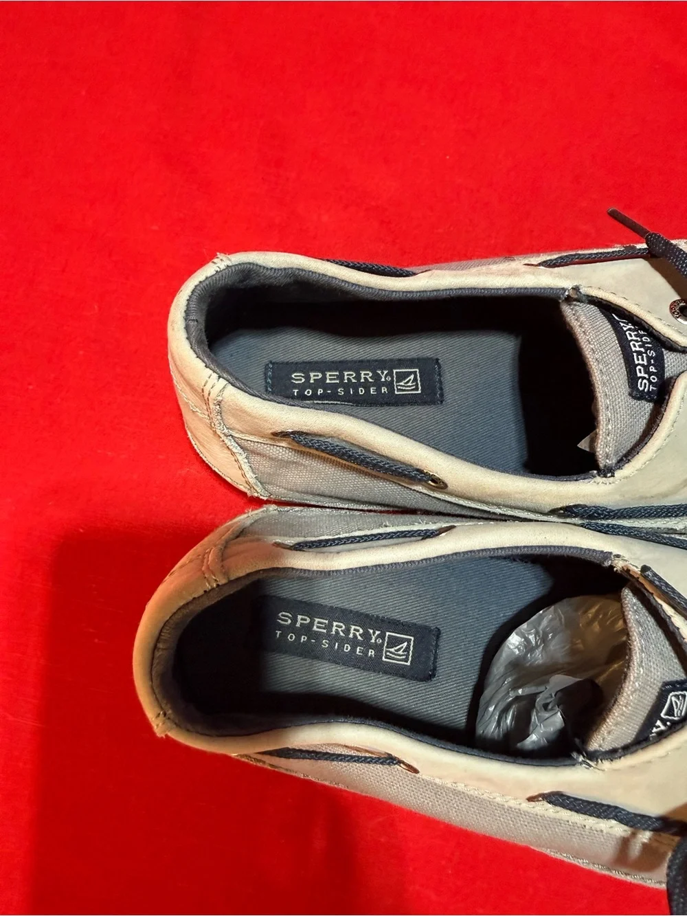 Sperry Two-Tone Gray and Beige Canvas Boat Shoes